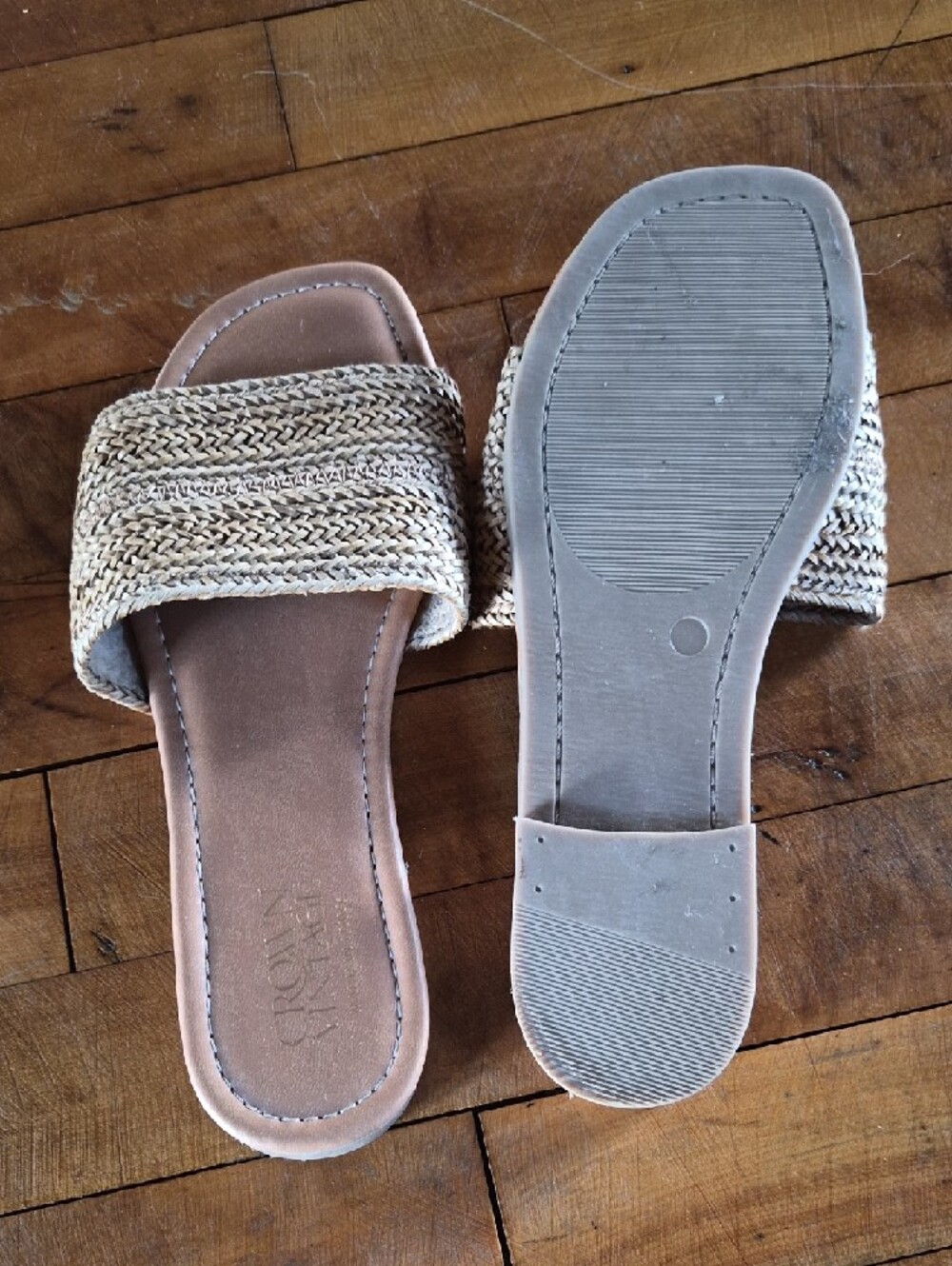 Woven Slide Sandals in Beige - Comfortable Casual Slip-On - Picture 2 of 2